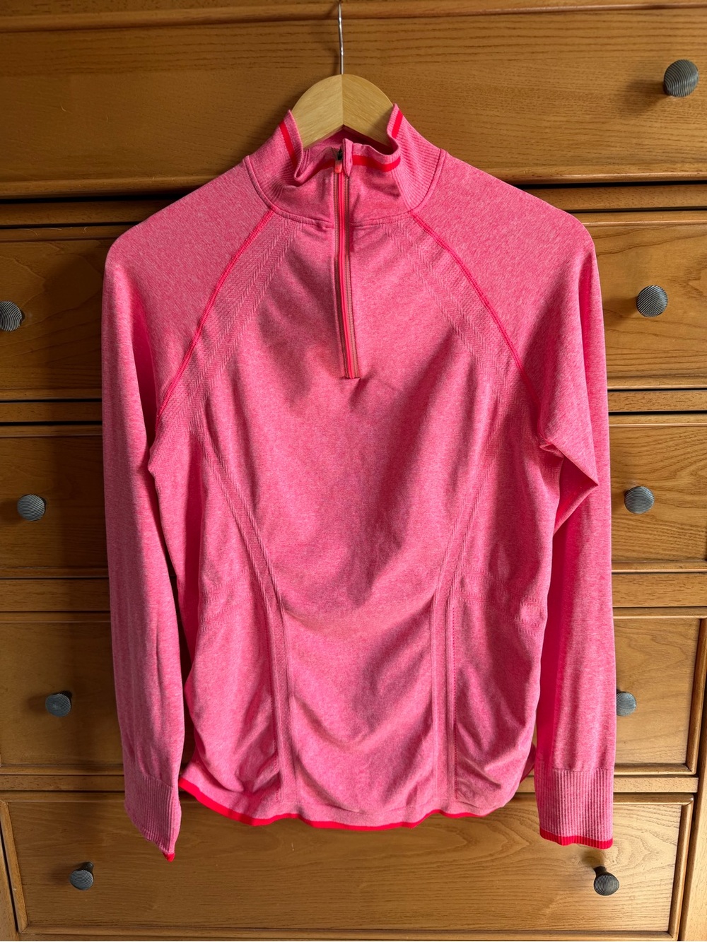 Athleta Fastest Track Quarter Zip Mock Neck Hit Pink Womens Size Large Training